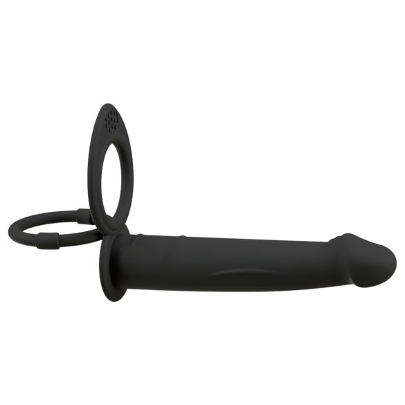 Black Velvet Double F - pripenjalni analni vibrator (črn)