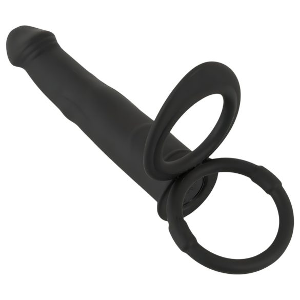 Black Velvet Double F - pripenjalni analni vibrator (črn)