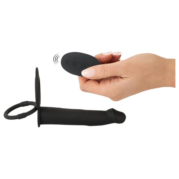 Black Velvet Double F - pripenjalni analni vibrator (črn)