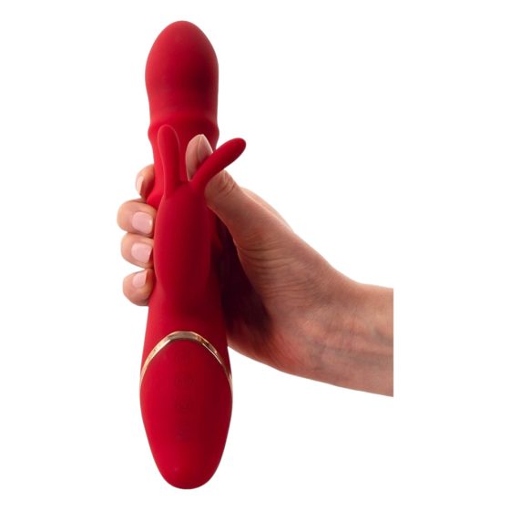 You2Toys Rabbit - vibrator z gibljivim obročem (rdeč)