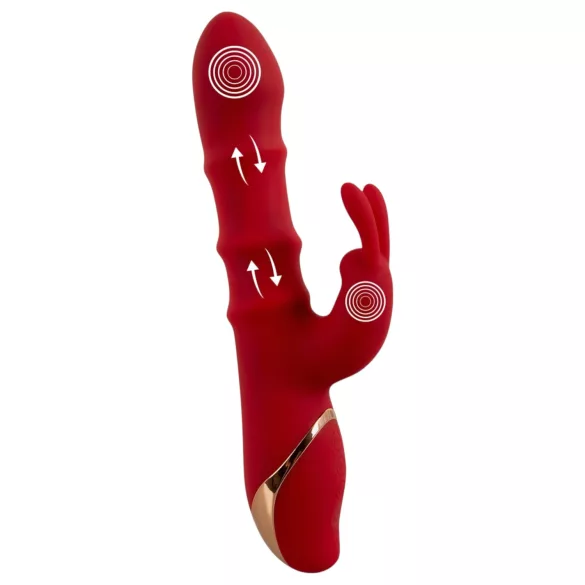 You2Toys Rabbit - vibrator z gibljivim obročkom - rdeč