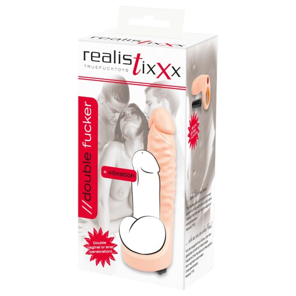 Realistixxx - strap-on analni vibrator - dvojni dildo - črna
