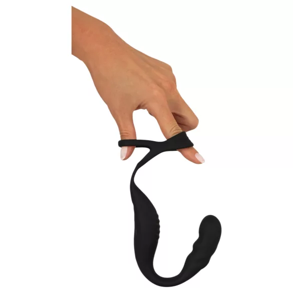 Rebel - masažer prostate z vibracijo in obročem za penis in moda - črn