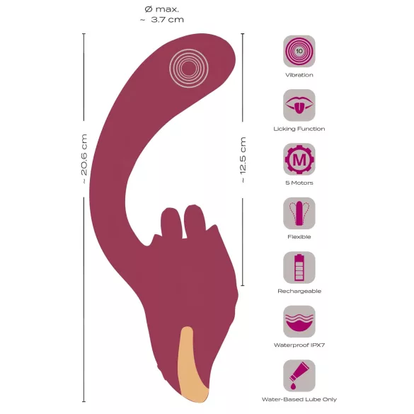 Javida - vibrator s stimulacijo jezika 2v1 - rdeč