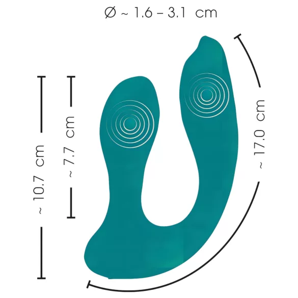 Couples Choice - nosljiv vibrator za pare - brezrokavni - turkizna