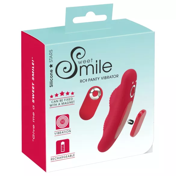 Smile - vibrator za hlačke z daljinskim upravljalnikom - rdeč