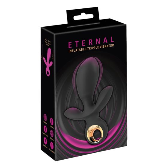 Eternal - napihljiv trojni vibrator (črn)