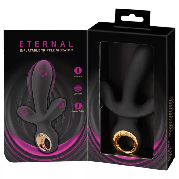 Eternal - napihljiv trojni vibrator - črna
