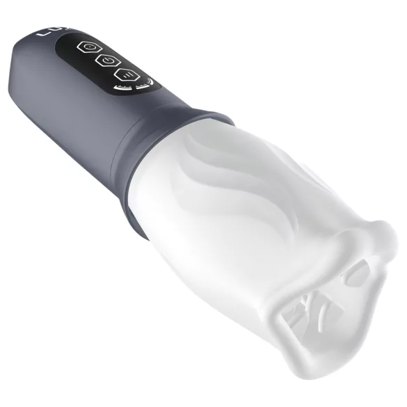 LUX Active First Class - masturbator z vrtečo glavo - bela/siva