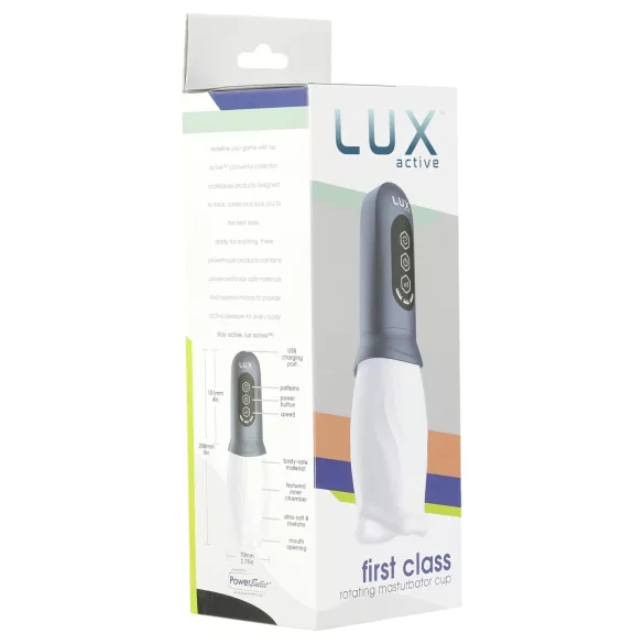 LUX Active First Class - masturbator z vrtečo glavo - bela/siva