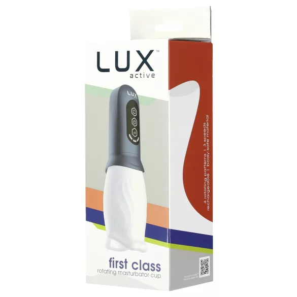 LUX Active First Class - masturbator z vrtečo glavo - bela/siva