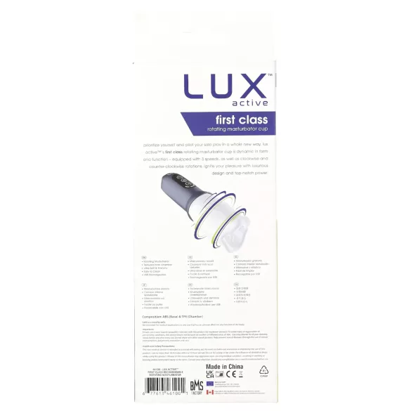 LUX Active First Class - masturbator z vrtečo glavo - bela/siva