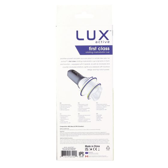 LUX Active First Class - masturbator z vrtljivo glavo (belo-siv)