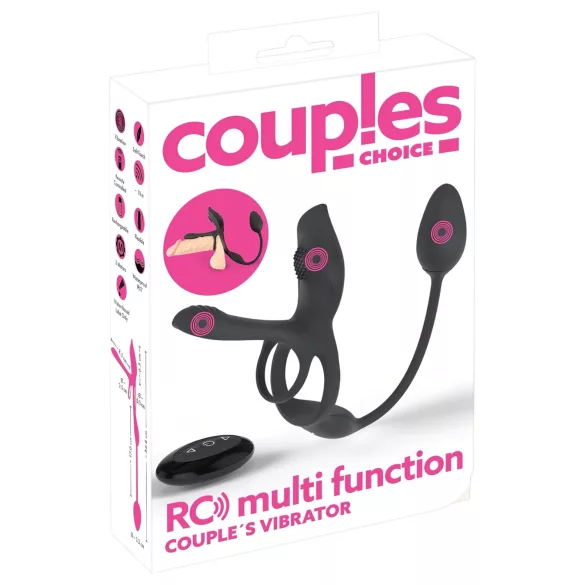 Couples Choice - vibracijski erekcijski obroč za pare - večfunkcijski - črn