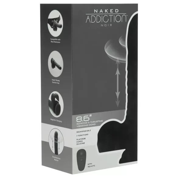 Naked Addiction - realistični vibrator z vrtenjem in sunki - črn