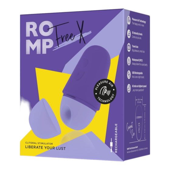 ROMP Free X - stimulator klitorisa z zračnim valovanjem, ki ga je mogoče ponovno napolniti (vijolična)