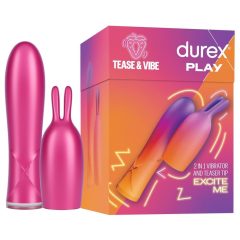  Durex Tease & Vibe - vibrator s polnilno palico in stimulatorjem klitorisa zajčka (roza)