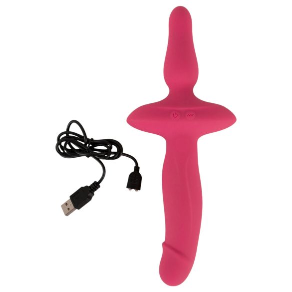 Couples Choice - vibrator in analni čep 2v1 - roza