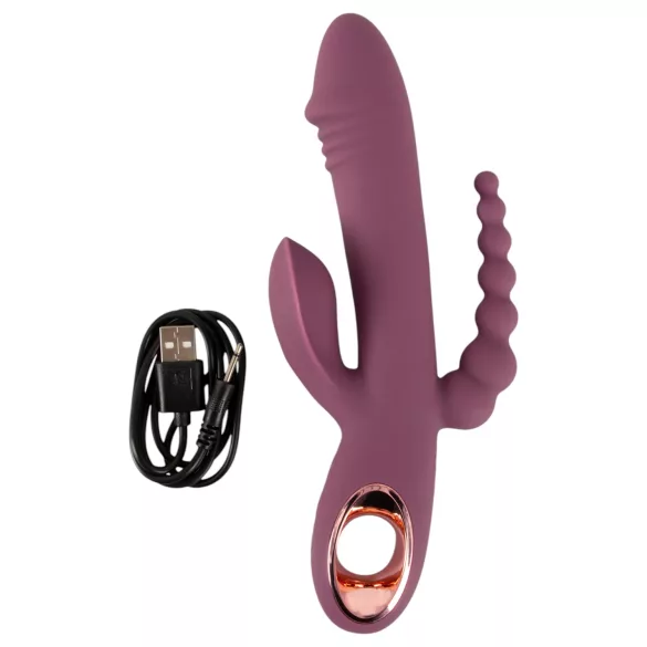 You2Toys - vibrator za ženske z vibracijami, trojni krak - vijoličen
