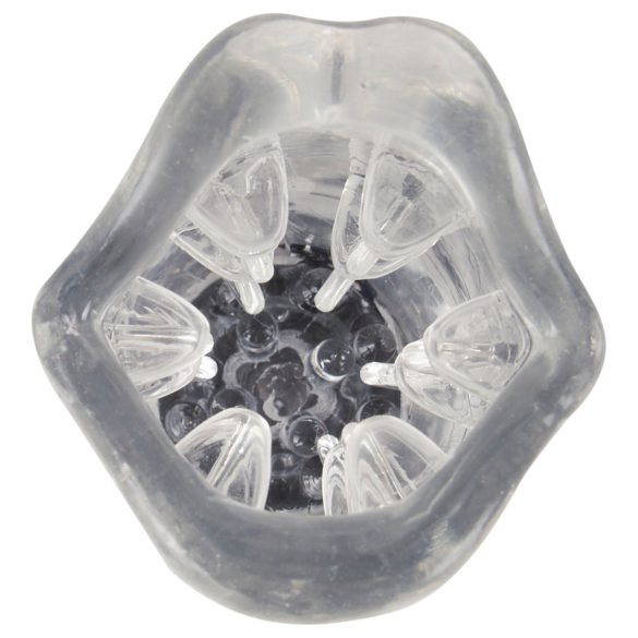 Stroker - masturbator z vibracijami in vrtenjem - prozoren