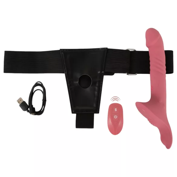 You2Toys - nastavek z vibratorjem, komplet (rdeč)