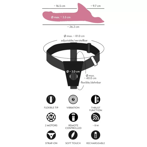 You2Toys - nastavek z vibratorjem, komplet (rdeč)