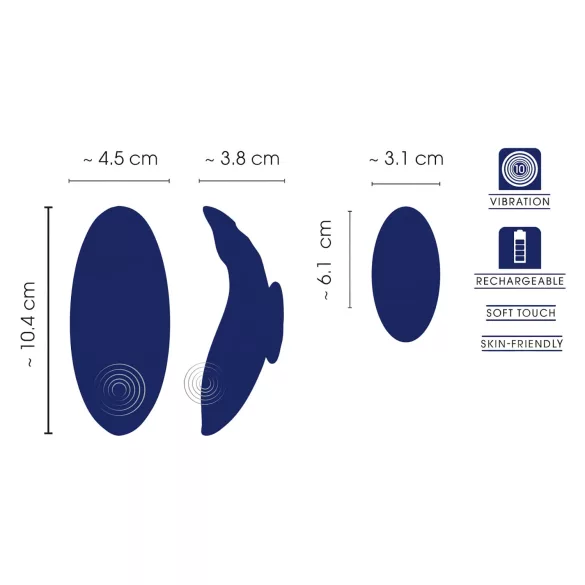 Smile - vibrator za hlačke z daljinskim upravljanjem - ultra tanek - modra