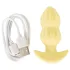 Cuties Mini - analni čep z rebrasto teksturo - rumen vibracijski plug