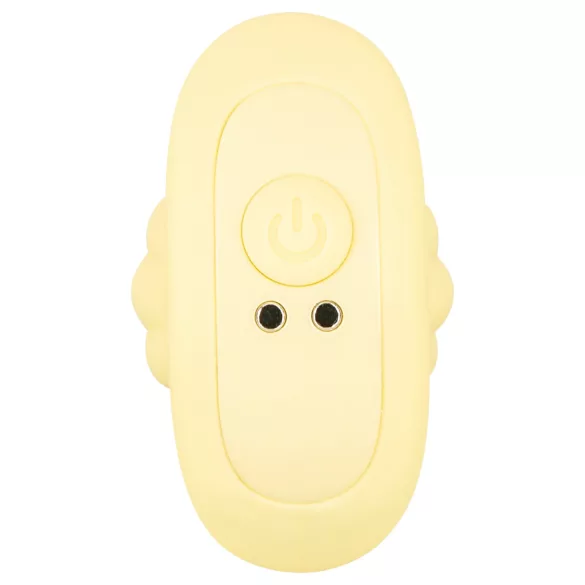 Cuties Mini - analni čep z rebrasto teksturo - rumen vibracijski plug