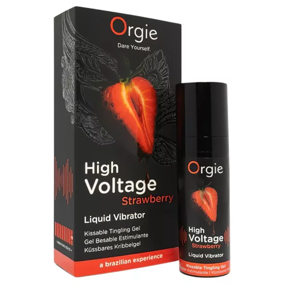Orgie High Voltage - tekoči vibrator - jagoda - 15 ml