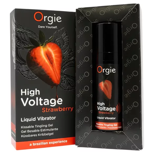 Orgie High Voltage - tekoči vibrator - jagoda - 15 ml