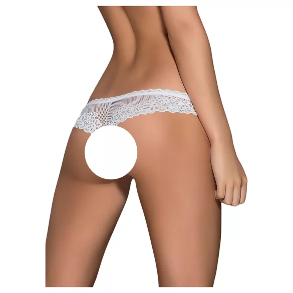 Obsessive - odprte ženske tangice - cvetlični vzorec in pentlja - bela - L/XL