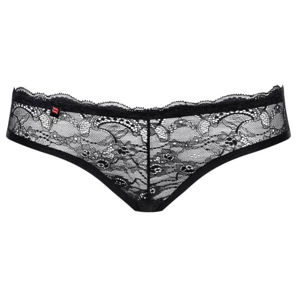 Obsessive Frivolla - začinjen ženski čipkasti hlačke - črna - L/XL