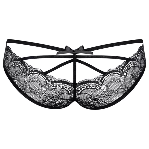 Obsessive Frivolla - začinjen ženski čipkasti hlačke - črna - L/XL