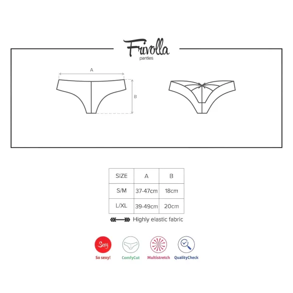 Obsessive Frivolla - začinjen ženski čipkasti hlačke - črna - L/XL