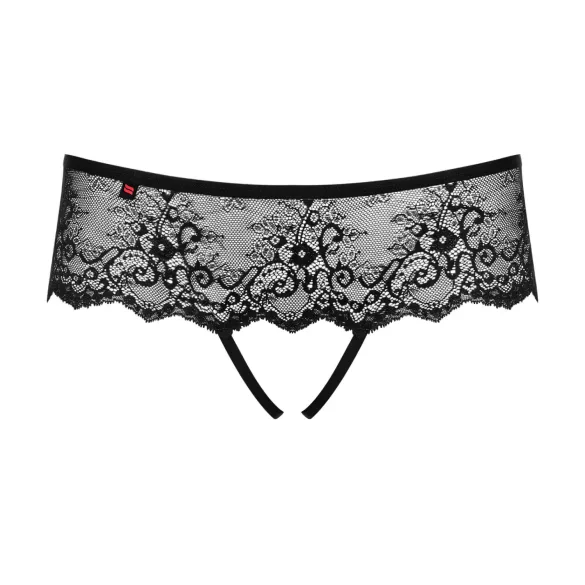 Obsessive - ženske tangice z okrasnimi kamni - odprte - črne - L/XL