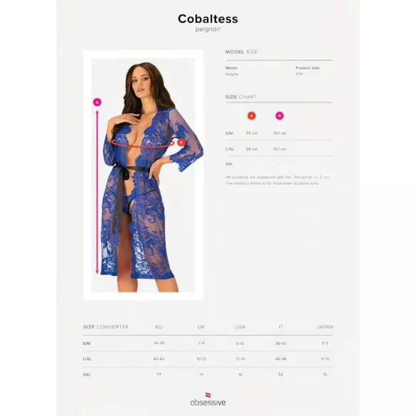 Obsessive Cobaltess - čipkasti kimono (modra)