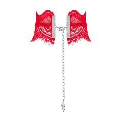   Obsessive Bergamore - čipkasta ogrlica z verižico (rdeča) S-L