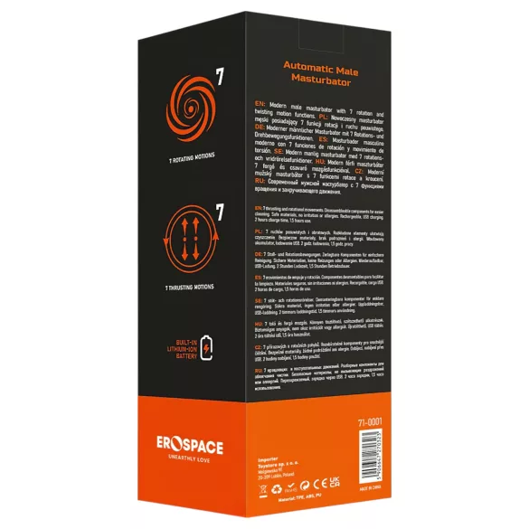 Men's Play - masturbator za moške - potiskajoče vrtenje - črna