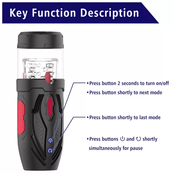 Men's Play - masturbator za moške - potiskajoče vrtenje - črna