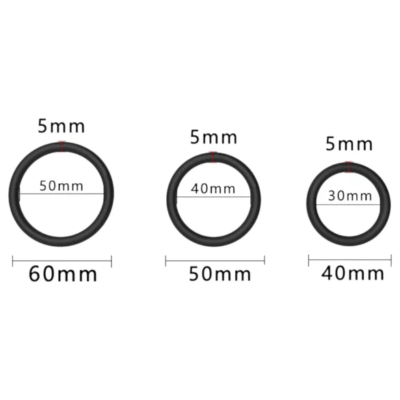 Men's Play - set obročkov za penis - črna - 3 kosi
