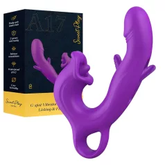   Erospace Sweet Play - jezični vibrator za klitoris in kimajoči vibrator za G-točko (vijoličen)