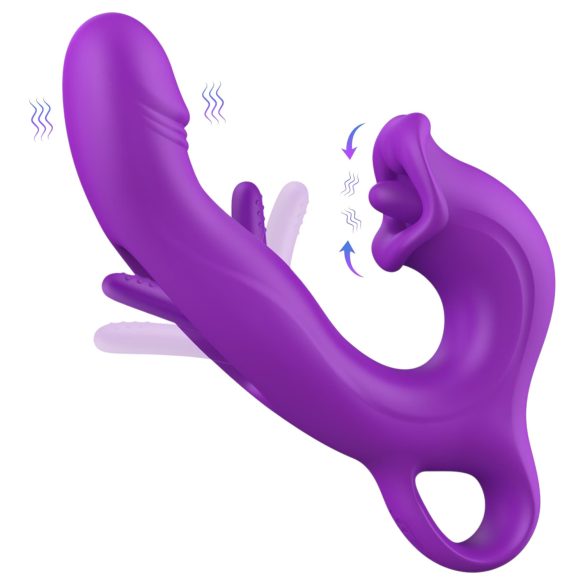 Sweet Play - G-točka vibrator z jezikom in gibljivo glavo - vijoličen