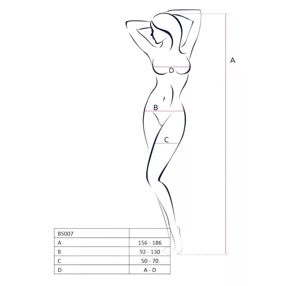 Passion BS007 - mrežasti bodystocking vzorčast - črna - S-L
