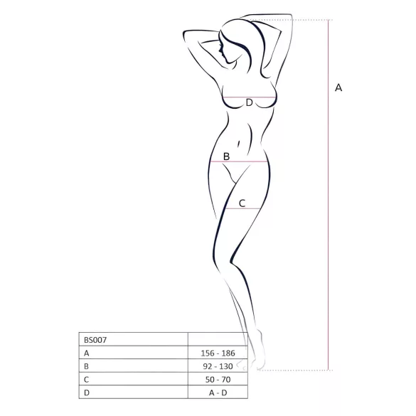Passion BS007 - mrežasti bodystocking vzorčast - črna - S-L