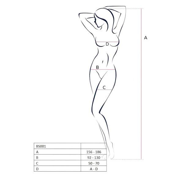 Passion BS001 - mrežasti bodystocking z velikimi očesi - črna - S-L