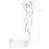 Passion BS001 - mrežasti bodystocking z velikimi očesi - črna - S-L