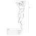 Passion - odprti bodystocking z okrasjem - bela - S-L