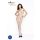 Passion BS036 - odprti bodystocking z rožastim vzorcem - bela - S-L