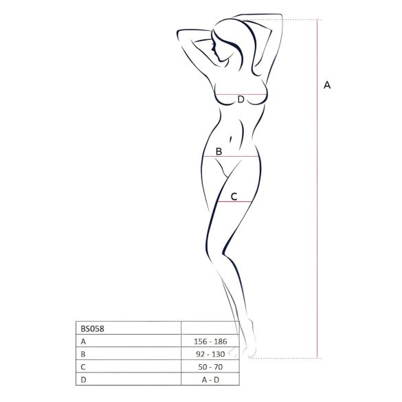 Passion BS058 - mrežasti odprti bodystocking - črna - S-L